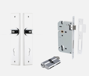 Iver Bronte Door Lever 11784 Chamfered Backplate Polished Chrome - Passage ,Privacy & Entrance