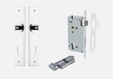 Iver Bronte Door Lever 11784 Chamfered Backplate Polished Chrome - Passage ,Privacy & Entrance