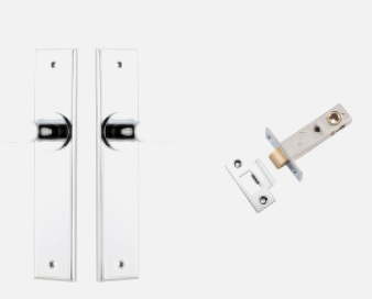 Iver Bronte Door Lever 11784 Chamfered Backplate Polished Chrome - Passage ,Privacy & Entrance