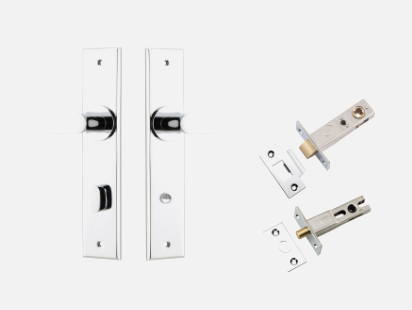 Iver Bronte Door Lever 11784 Chamfered Backplate Polished Chrome - Passage ,Privacy & Entrance