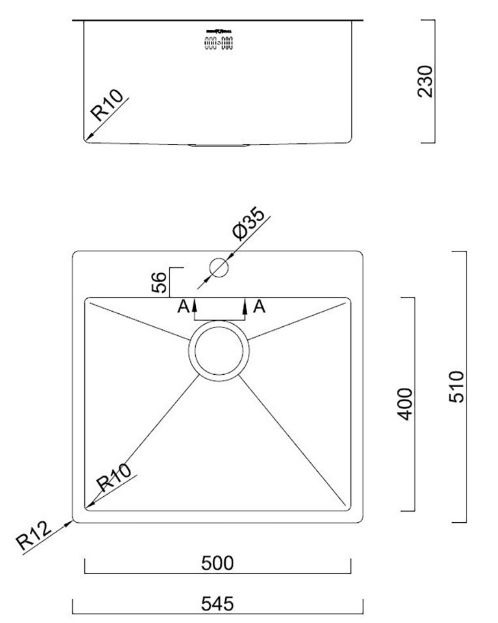 BURNS & FERALL 500 x 400 x 230MM LAUNDRY SINK WITH INTEGRATED TAP LANDING STAINLESSS STEEL