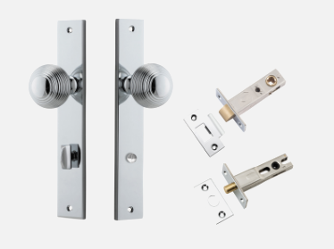 Iver Guildford Door Knob 11824 Rectangular Backplate Polished Chrome - Passage ,Privacy & Entrance