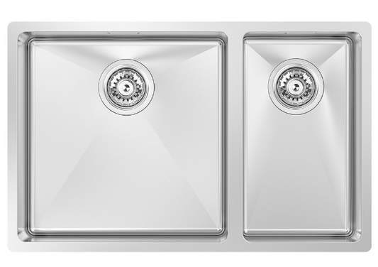 BURNS & FERALL AQUIS  R15 STAINLESS DOUBLE SINK LARGE BOWL LEFT / RIGHT WITH SLOT O/F