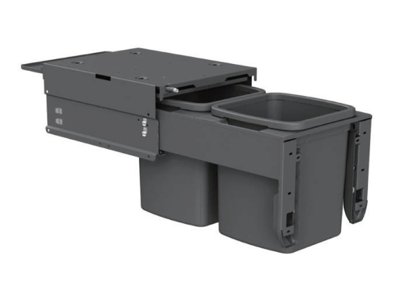 Hideaway Waste Bin System ,Hideaway Concelo Range, 2 x 13Litres Bucket Width 318mm x Height 335mm x Depth 525mm Door Pull - Cinder ,Arctic White -( Available in 6 Sizes : 1 x 35Ltr ,2 x 13Ltr ,2 x 15Ltr ,2 x 16Ltr ,2 x 20Ltr ,2 x 35Litres )