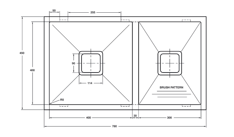 Blanco Germany Squareline Sink, 1 3/4 Bowl ( Length 780mm x Width 450mm ) Matt finish