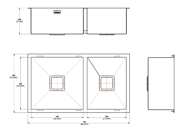 Blanco Germany Squareline Sink, 1 3/4 Bowl ( Length 780mm x Width 450mm ) Matt finish