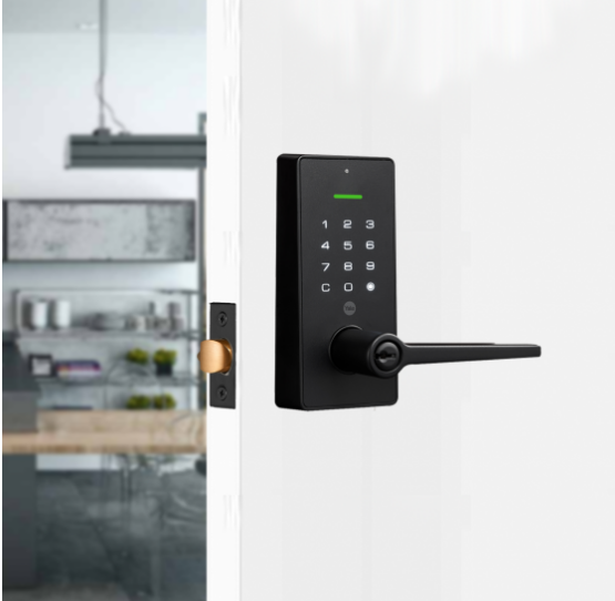 YALE LIBI KEYED DIGITAL LEVER MATT BLACK & SATIN NICKEL