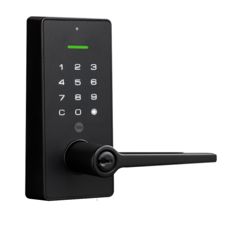 YALE LIBI KEYED DIGITAL LEVER MATT BLACK & SATIN NICKEL