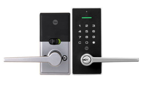 YALE LIBI KEYED DIGITAL LEVER MATT BLACK & SATIN NICKEL