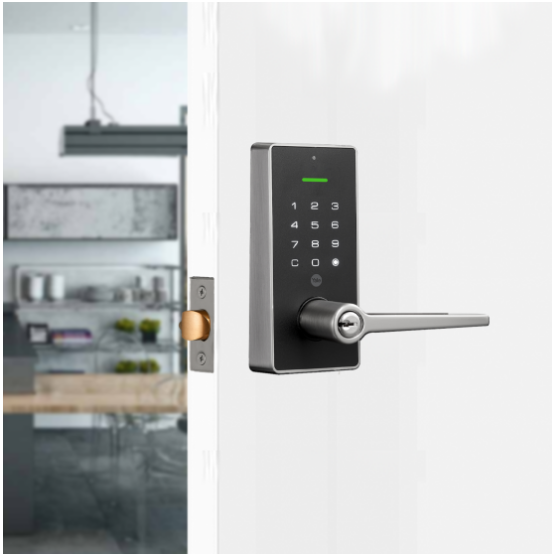 YALE LIBI KEYED DIGITAL LEVER MATT BLACK & SATIN NICKEL