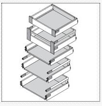 Blum Tandembox Antaro Space tower kitset front attached 5 × 30kg length 500-550mm ( 275-500w ) Available in Silk White.