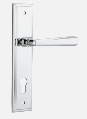 Iver Copenhagen Door Lever 11878 Stepped Backplate Polished Chrome - Passage ,Privacy & Entrance