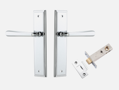 Iver Copenhagen Door Lever 11878 Stepped Backplate Polished Chrome - Passage ,Privacy & Entrance
