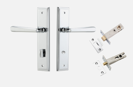 Iver Copenhagen Door Lever 11878 Stepped Backplate Polished Chrome - Passage ,Privacy & Entrance