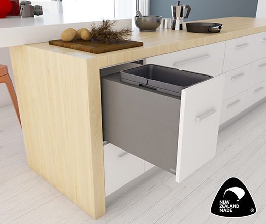 Tanova NZ Designer 2 Pull Out Soft Close Kitchen Bin - 350mm Cabinet - 1 x 36Litre & 1 x 20Litre - White and Grey Charcoal