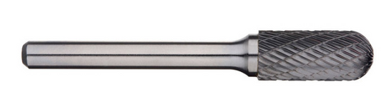 Trucut Heavy Duty Alpha 6mm Cylindrical Ball Nose Carbide Burr Aluminium Cut Metric - 6mm Shank