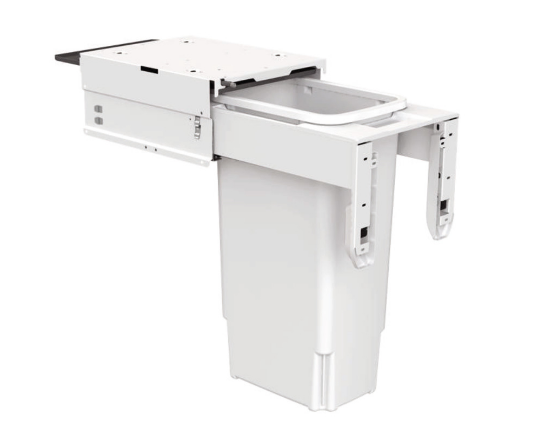 Hideaway Waste Bin System ,Hideaway Concelo Range, 1 x 35Litres Bucket Width 318mm x Height 640mm x Depth 525mm Door Pull - Cinder ,Arctic White -( Available in 6 Sizes : 1 x 35Ltr ,2 X 13Ltr ,2 x 15Ltr ,2 x 16Ltr ,2 x 20Ltr ,2 x 35Litres )