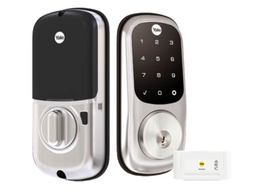 YALE ASSURE KEYED SMART-READY LOCK WITH ALEXANDER & MAYFAIR GRIPSET SATIN NICKEL & MATT BLACK