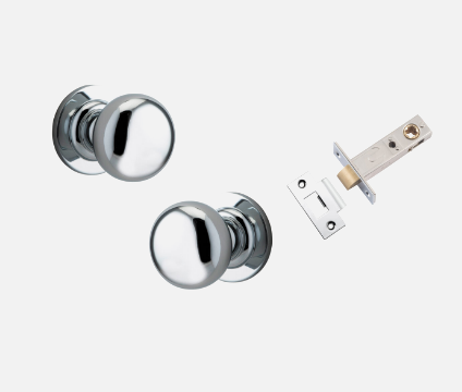 Iver Cambridge Door Knob 0204 Round Rose Polished Chrome - Passage kit , privacy kit & Entrance Kit (Dual Function 5 pin and Key Thumb 6 Pin)