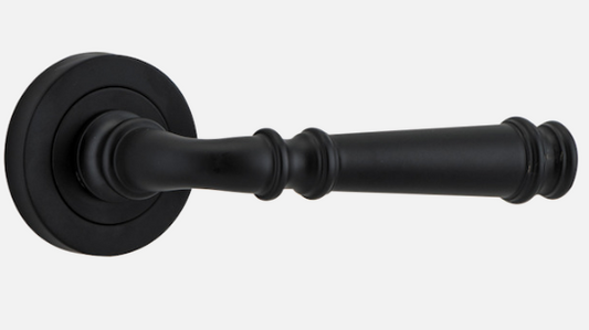 Iver Verona Door Lever 0313 Round Rose Matt Black - Passage ,Privacy & Entrance