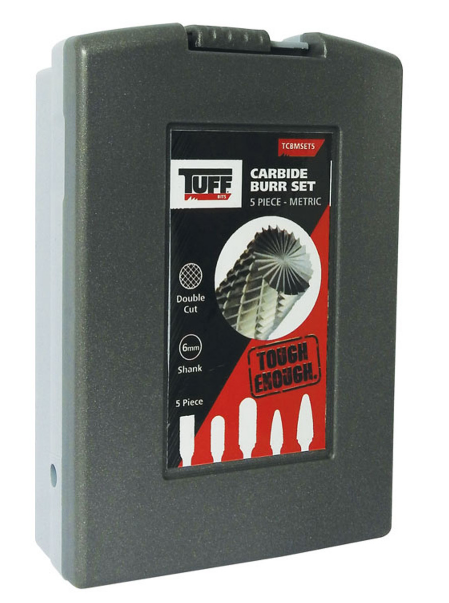 Trucut Heavy Duty TUFF 5 Piece Carbide Burr Set Aluminium Cut 1/4" Shank & 6mm shank