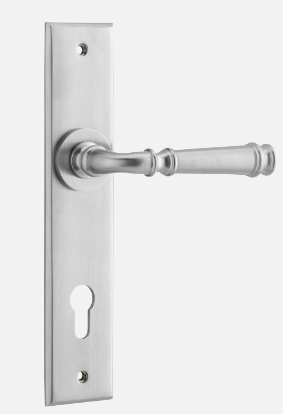 Iver Verona Door Lever 12286 Chamfered Backplate Brushed Chrome - Passage ,Privacy & Entrance