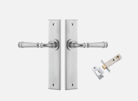 Iver Verona Door Lever 12286 Chamfered Backplate Brushed Chrome - Passage ,Privacy & Entrance