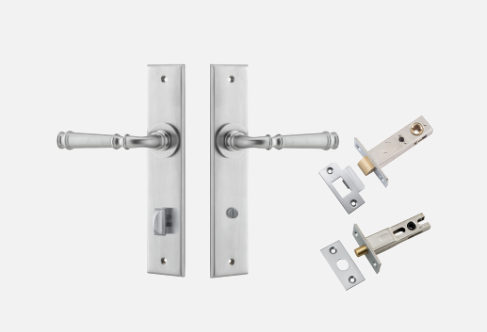 Iver Verona Door Lever 12286 Chamfered Backplate Brushed Chrome - Passage ,Privacy & Entrance