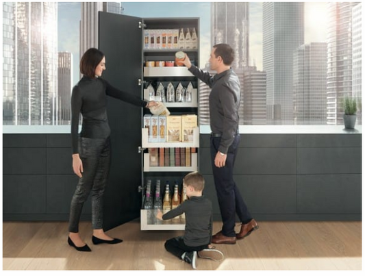 Blum Merivobox Space Tower kitset Two door Length 500-550mm ,5 × 70kg , Up to 601-1200W - Available in Silk White and Orion Grey