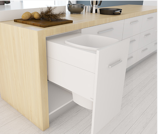 Tanova NZ Simplex Pull Out Kitchen Bin - 350mm and 400mm Cabinet - Drawer Type - Push Open Cabinet - 1 x 18Litre 1 x 50Litre , 2 x 18Litre ,2 x 24Litre ,4 x 6Litre & 4 x 8Litre Bucket White & Grey