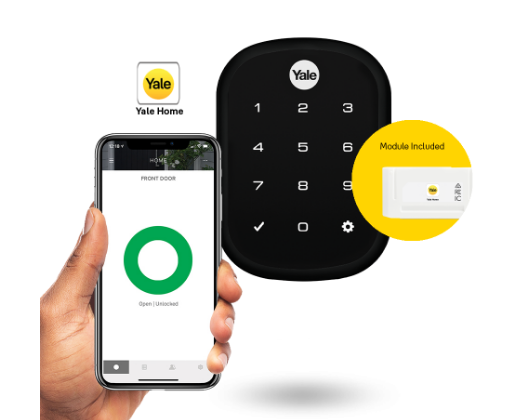 YALE ASSURE SL (Keyless) SMART-READY LOCK WITH APEX L142 x 600 ENTRANCE SET SATIN NICKEL & MATT BLACK
