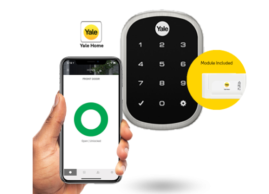 YALE ASSURE SL (Keyless) SMART-READY LOCK WITH APEX L142 x 600 ENTRANCE SET SATIN NICKEL & MATT BLACK