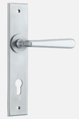 Iver Copenhagen Door Lever 12372 Rectangular Backplate Brushed Chrome - Passage ,Privacy & Entrance