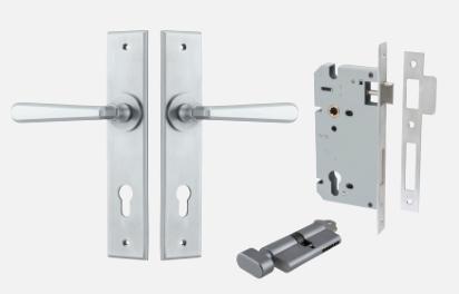 Iver Copenhagen Door Lever 12372 Rectangular Backplate Brushed Chrome - Passage ,Privacy & Entrance