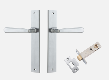 Iver Copenhagen Door Lever 12372 Rectangular Backplate Brushed Chrome - Passage ,Privacy & Entrance
