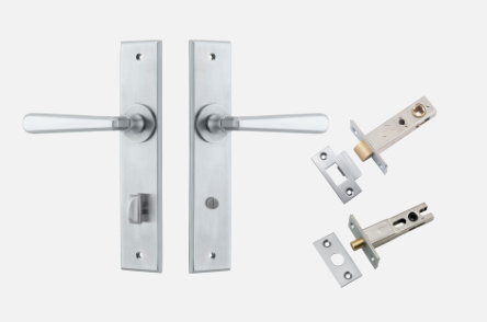 Iver Copenhagen Door Lever 12372 Rectangular Backplate Brushed Chrome - Passage ,Privacy & Entrance