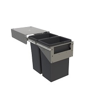 Tanova NZ Simplex Pull Out Kitchen Bin - 350mm and 400mm Cabinet - Drawer Type - Push Open Cabinet - 1 x 18Litre 1 x 50Litre , 2 x 18Litre ,2 x 24Litre ,4 x 6Litre & 4 x 8Litre Bucket White & Grey