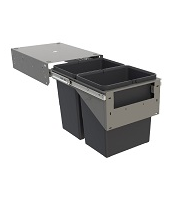 Tanova NZ Simplex Pull Out Kitchen Bin - 350mm and 400mm Cabinet - Drawer Type - Push Open Cabinet - 1 x 18Litre 1 x 50Litre , 2 x 18Litre ,2 x 24Litre ,4 x 6Litre & 4 x 8Litre Bucket White & Grey