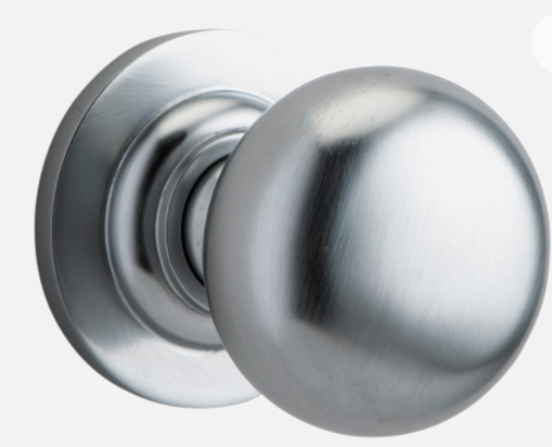Iver Cambridge Door Knob 0205 Round Rose Brushed Chrome - Passage kit , privacy kit & Entrance Kit (Dual Function 5 pin and Key Thumb 6 Pin)