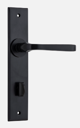 Iver Annecy Door Lever 12788 Chamfered Backplate Matt Black - Passage ,Privacy & Entrance