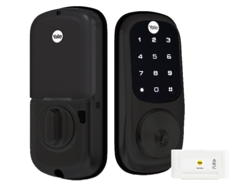 YALE ASSURE KEYED SMART-READY LOCK WITH APEX 143 x 1000 ENTRANCE SET MATT BLACK & SATIN NICKEL