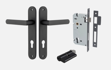Iver Osaka Door Lever 12864 Oval Backplate Matt Black - Passage ,Privacy & Entrance