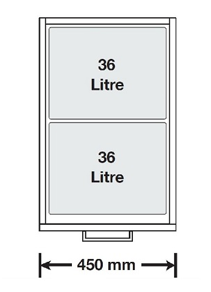 Tanova NZ Simplex Plus Soft Close Laundry - 450mm Cabinet - 2 x 36Litre Plastic Hamper – White & White & Blue