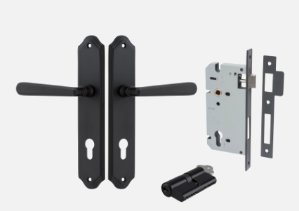 Iver Copenhagen Door Lever 12874 Shouldered Backplate Matt Black - Passage ,Privacy & Entrance