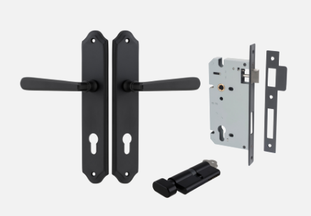 Iver Copenhagen Door Lever 12874 Shouldered Backplate Matt Black - Passage ,Privacy & Entrance