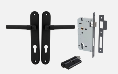 Iver Helsinki Door Lever 12900 Oval Backplate Matt Black - Passage ,Privacy & Entrance