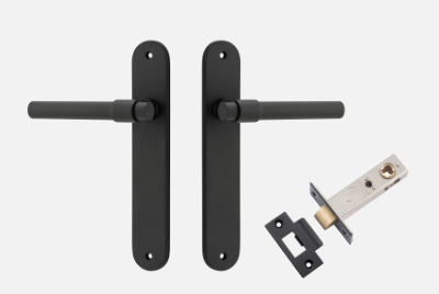 Iver Helsinki Door Lever 12900 Oval Backplate Matt Black - Passage ,Privacy & Entrance