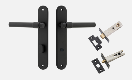 Iver Helsinki Door Lever 12900 Oval Backplate Matt Black - Passage ,Privacy & Entrance