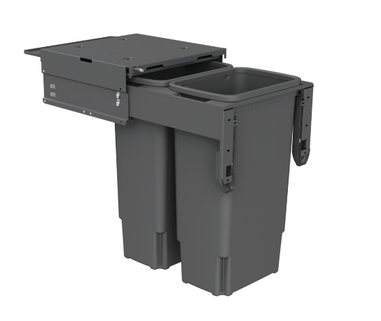 Hideaway Waste Bin ,Hideaway Concelo Range, 2 x 35Ltr Bucket, Door Pull Width 418mm x Height 640mm x Depth 525mm - Cinder ,Arctic White -( Available in 6 Sizes : 1 x 35Ltr ,2 X 13Ltr ,2 x 15Ltr ,2 x 16Ltr ,2 x 20Ltr ,2 x 35Litres )