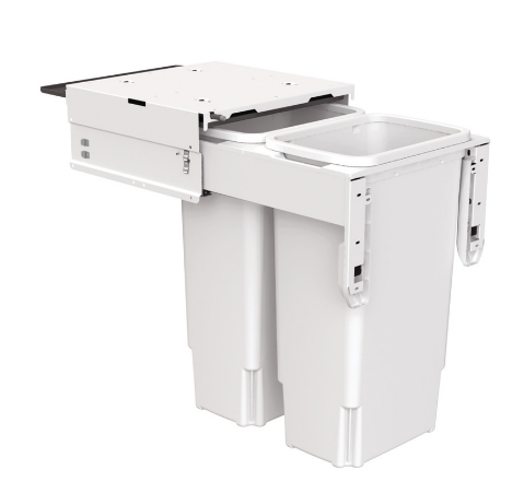 Hideaway Waste Bin ,Hideaway Concelo Range, 2 x 35Ltr Bucket, Door Pull Width 418mm x Height 640mm x Depth 525mm - Cinder ,Arctic White -( Available in 6 Sizes : 1 x 35Ltr ,2 X 13Ltr ,2 x 15Ltr ,2 x 16Ltr ,2 x 20Ltr ,2 x 35Litres )